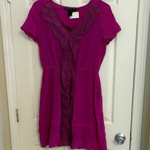 Marc Jacobs Vibrant Berry Magenta 100% silk Lace Pink Dress